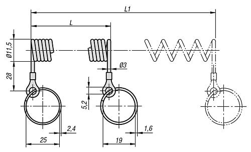 Sicherungs-Spiralkabel L=100 POLYURETHAN, Komp:Stahl - K0367.10100 - direkt von HUG Technik ✓