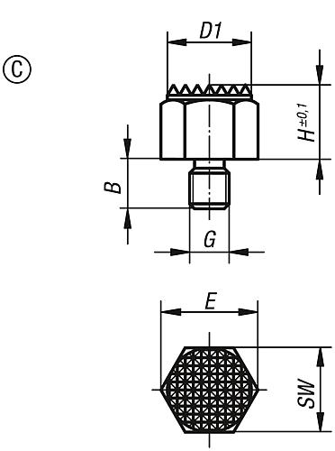 Positionsfuß M08 L1=10, Form:C Autom.Stahl, SW=17 - K0298.3101 - erhältlich bei ✭ HUG Technik ✓