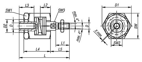 Schnellsteckkupplung mit Winkel- und Radialversatzausgleich M06X14 Vergütungsstahl, Komp:Stahl - K0711.06 - bei HUG Technik ✭