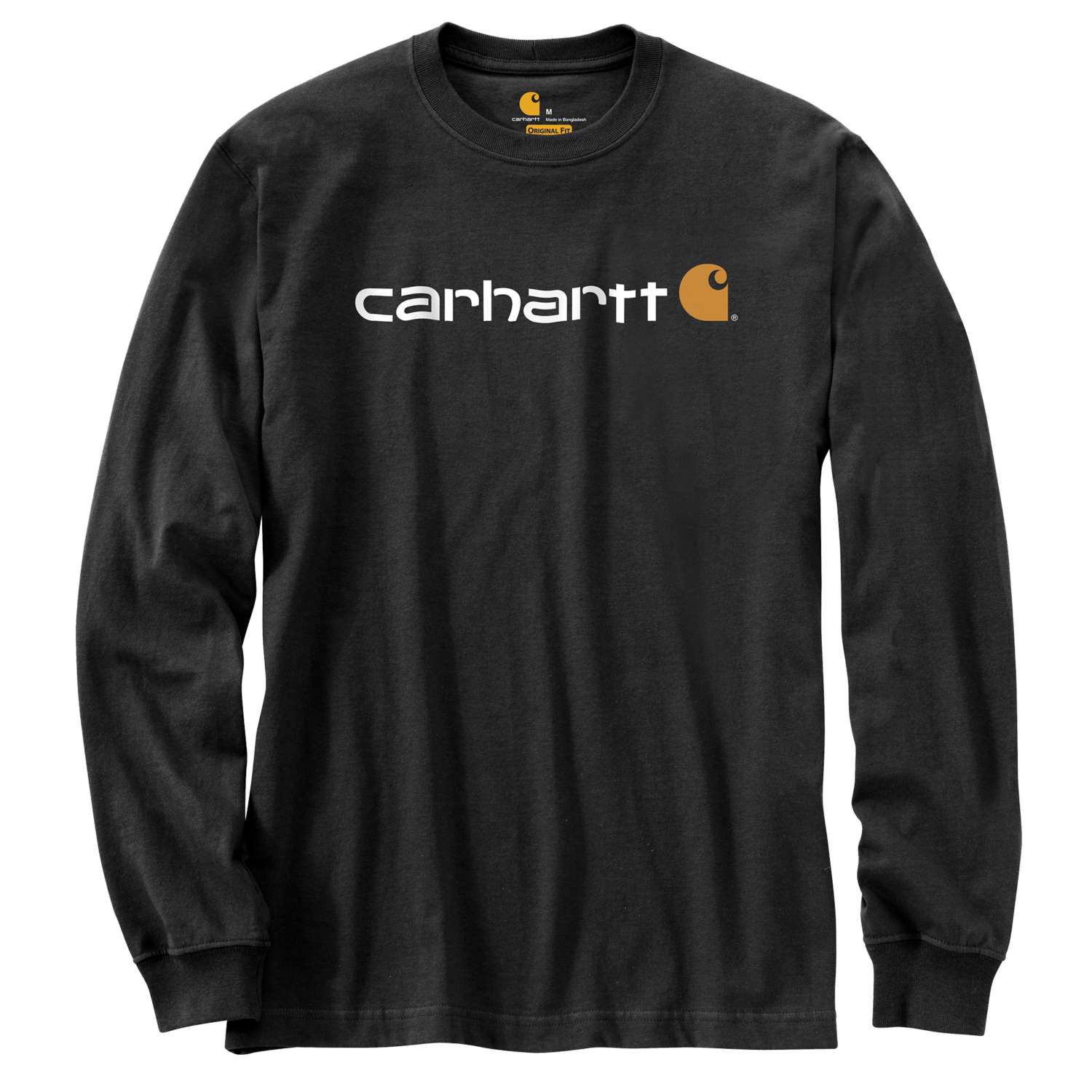 carhartt® Herren-Langarmshirt CORE LOGO T-SHIRT L/S black Flach  - erhältlich bei ♡ HUG Technik ✓