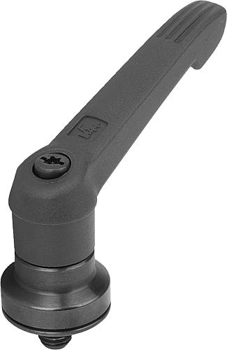 Klemmhebel mit Spannkraftverstärker Gr.5 M12x50, Kunststoff schwarz RAL7021, Komp: Stahl brüniert - K1597.5121X50
