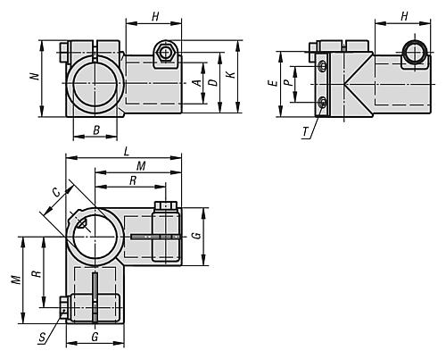 Rohrverbinder rechter Winkel Aluminium, Komp:Stahl, A=30,1, B=30,1 - K0476.530 - kommt direkt von HUG Technik 😊