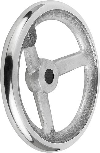 Handrad ohne Nut D1=100 Aluminium, ohne Griff, Komp: Aluminium, D2=10 - K0160.0100X10 - bei HUG Technik ✭