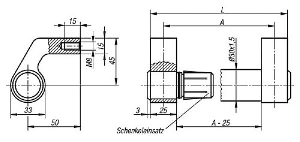 Winkelschenkelgriff abgewinkelt Aluminium, natur, Komp: Thermoplast, Komp: natur eloxiert - K0132.2001 - bekommst Du bei ★ HUG Technik ✓