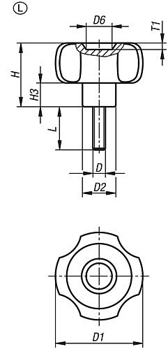 Viersterngriff M06x16 D1=30, Form: L - K1093.43006X16 - bekommst Du bei ★ HUG Technik ✓