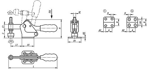 Schnellspanner Standard Stahl, Fuß waagrecht, Komp: Kunststoff, Komp: rot, M=M05x35 - K1434.00700 - kommt direkt von HUG Technik 😊