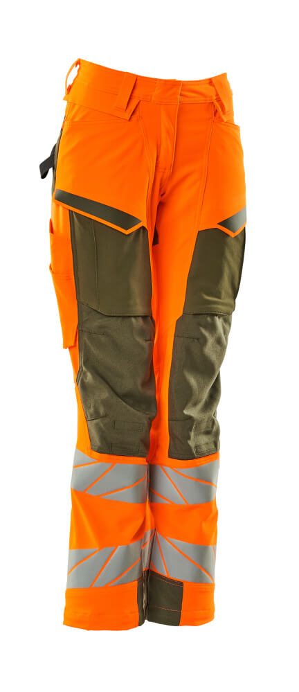 MASCOT® ACCELERATE SAFE Hose mit Knietaschen  Gr. 76/C34, hi-vis orange/moosgrün - bekommst Du bei ★ HUG Technik ✓