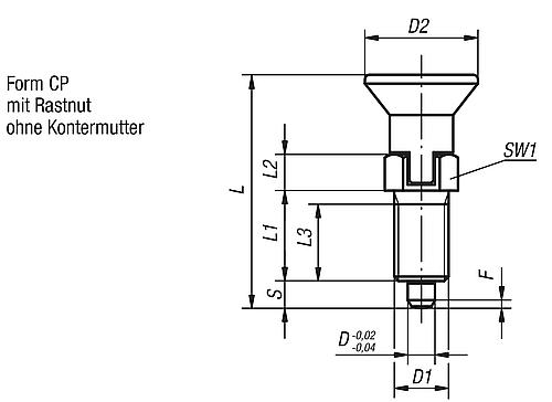 Arretierbolzen mit Gewindesicherung Gr.0 M08X1, D=4, Form: CP mit Rastnut ohne Kontermutter, Edelstahl gehärtet - K1096.093004 - direkt von HUG Technik ✓