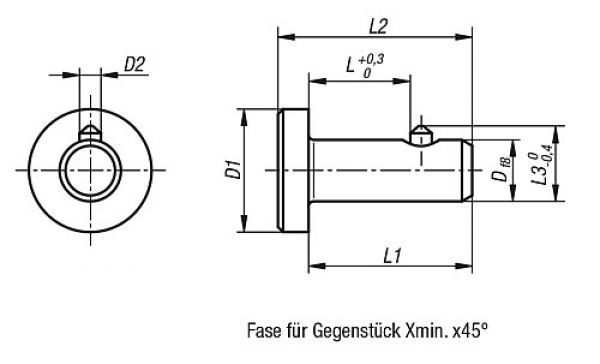 Steckbolzen mit Axialsicherung Stahl, D1=12, L=10 - K0772.1206010 - bekommst Du bei ★ HUG Technik ✓