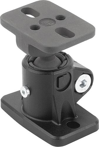 Rohrverbinder mit Fuß, für Rundrohre, M=30, G=40, L=53, A=18 mit Kugelgelenk, Thermoplast, Komp:Stahl - K0477.181