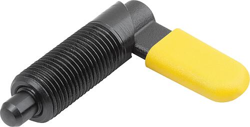 Sperrriegel, D=12, M20, Form:C m. Gewindehülse, m. Kappe, Stahl brüniert, Komp:Polyamid gelb RAL1021 - K1672.06122016