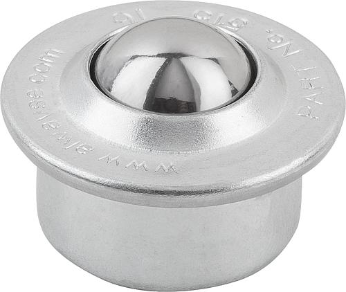 Kugelrolle Gehäuse, Form:C Stahl, Komp:Edelstahl, D=24 ±0,065 - K0760.215 - bei HUG Technik ✓