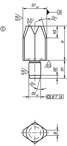 Aufnahmebolzen kurze Ausführung D1=10, Form:C Werkzeugstahl, DIN6321, D2=6 - K0293.410 - kommt direkt von HUG Technik 😊