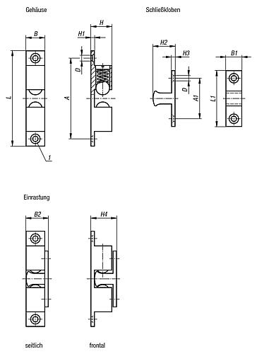 Doppelkugelschnäpper verchromt 49X8,8X10,6 Messing, Komp:Kugel aus Edelstahl, A=39,8 - K0583.50 - erhältlich bei ✭ HUG Technik ✓