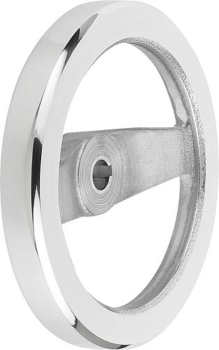 2-Speichen-Handrad mit Nut D1=100 Aluminium, ohne Griff, D2=10 - K0162.1100X10 - bei HUG Technik ✭