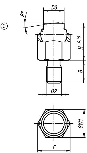 Pendelauflage selbsttätig Rückschw., L1=12, Form:C Stahl - K1164.108 - erhältlich bei ♡ HUG Technik ✓