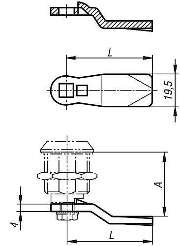 Zunge für Drehriegel lang, Stahl verzinkt - K1114 - bei HUG Technik ✭