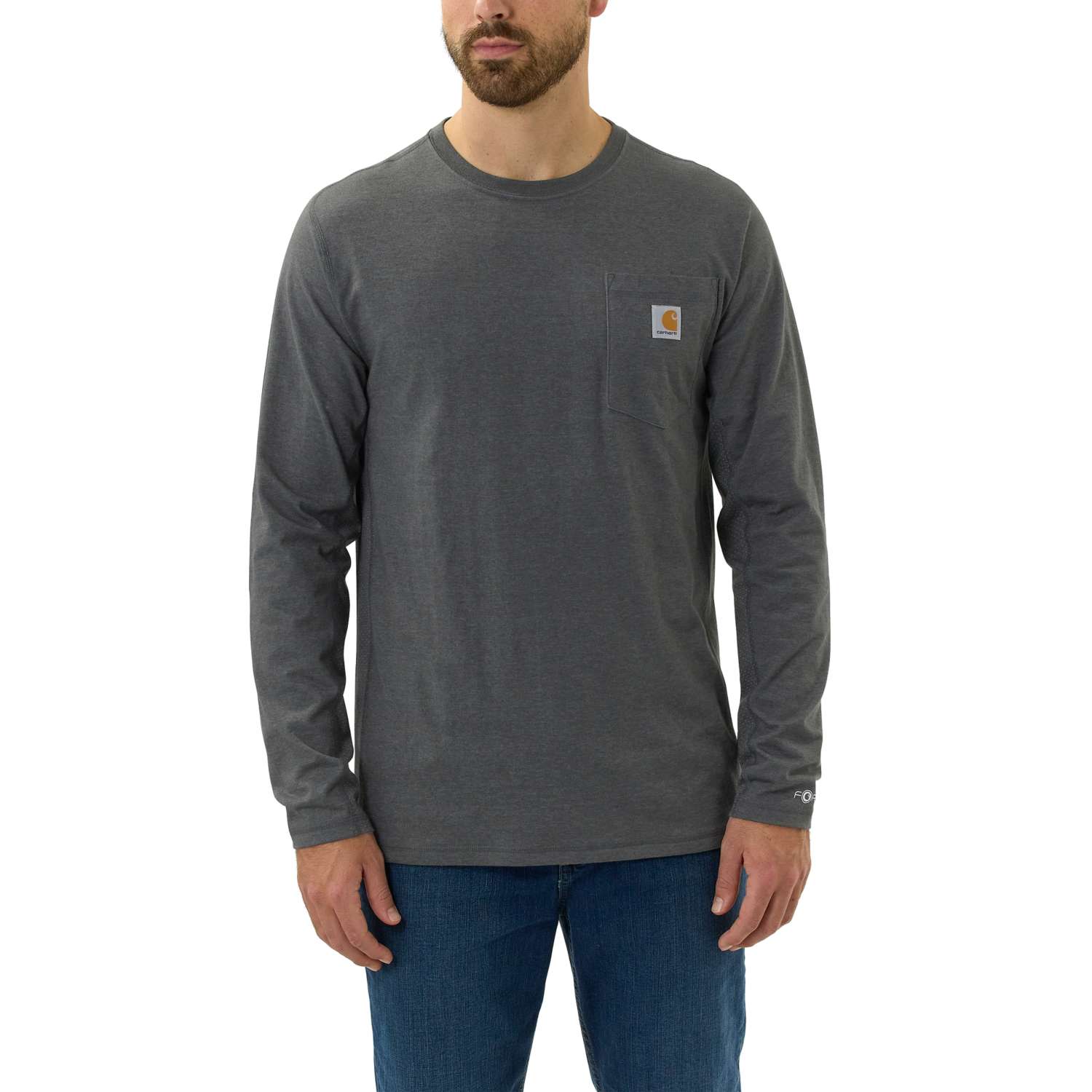 carhartt® Herren-T-Shirt, langärmelig »FORCE FLEX POCKET T- SHIRT L/S« carbon heather Flach  - gibt’s bei HUG Technik ✓