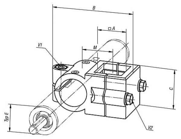 Rohrverbinder Kreuzstück Aluminium, Komp:Stahl, A=30, Typ=30 - K0497.3030 - bei HUG Technik ☆