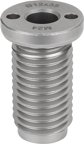 Aufnahmebuchse für Kugeltragbolzen D1=20, Form:B Edelstahl, plan, D2=M36X2 - K1921.12075