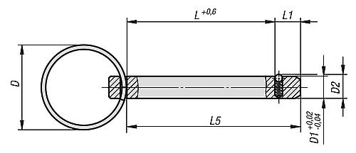 Steckbolzen mit Schlüsselring Stahl, Komp: Edelstahl, D1=6, L=15 - K0365.102306015 - direkt bei HUG Technik ✓