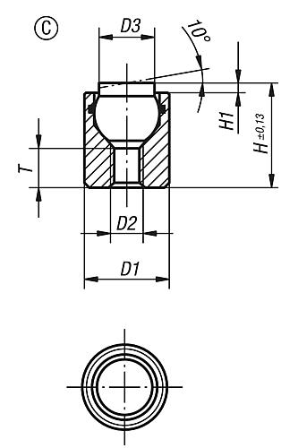 Pendelauflage mit O-Ring M04 D1=10, Form:C Vergütungsstahl, Komp:Werkzeugstahl - K0284.104X012 - bei HUG Technik ✓