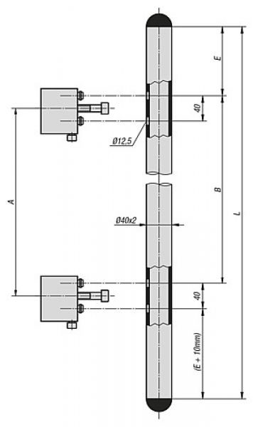 Rohrgriff Edelstahl, Komp: Aluminium, A=380, D=M10x70 - K0225.0600101 - bei HUG Technik ✭