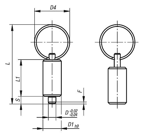 Arretierbolzen Gr.0, Form: V Stahl, gehärtet, D1=10, D=4 - K0636.4004 - erhältlich bei ♡ HUG Technik ✓