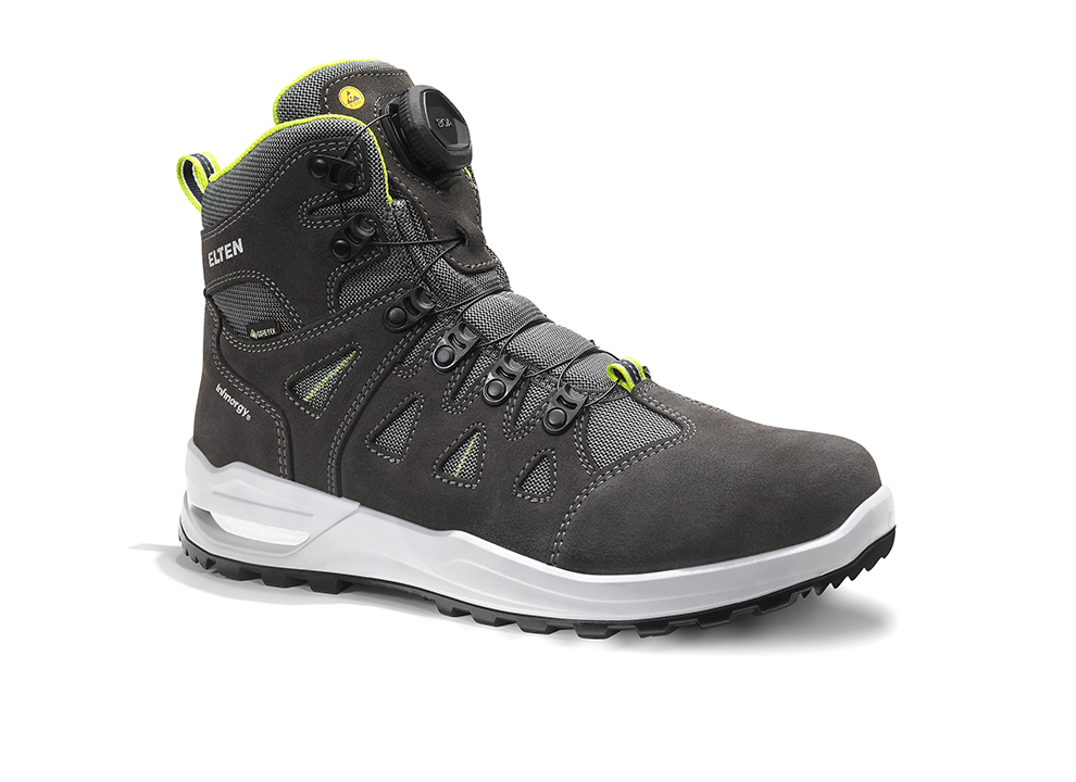 ELTEN® Berufsstiefel RILEY XXF BOA® GTX grey-lime Mid ESD O2 WR CI