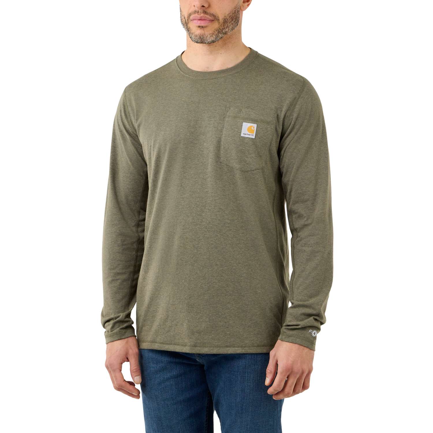carhartt® Herren-T-Shirt »FORCE FLEX POCKET T-SHIRT L/S« - Gr. L, basil heather - erhältlich bei ❣ HUG Technik ✓