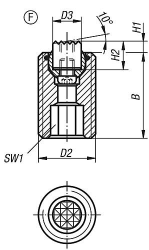 Pendelauflage mit O-Ring M20X30, Form:F Vergütungsstahl, auswechselbare Einsätze, Komp:Werkzeugstahl - K0291.320X030 - direkt von HUG Technik ✓