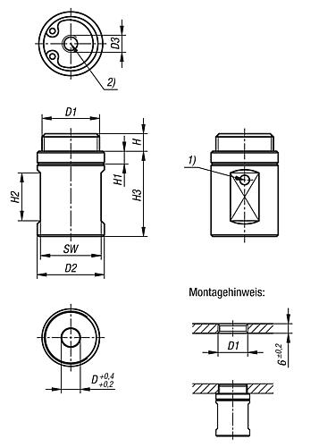 Positionieraufnahme pneumatisch, Rund, D=6, M18X1 F=30 Fh=75, Edelstahl, Komp: Nitrilkautschuk - K1740.0618 - bekommst Du bei HUG Technik ♡ Positionieraufnahme pneumatisch, Rund, D=6, M18X1 F=30 Fh=75, Edelstahl, Komp: Nitrilkautschuk - K1740.0618 - bekommst Du bei HUG Technik ♡