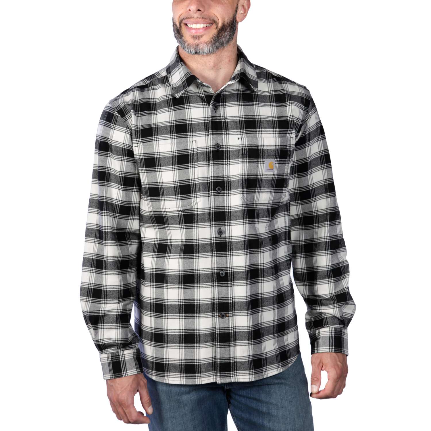 carhartt® Herren Fleece-Hemd »FLANNEL L/S PLAID SHIRT«, Gr. S, malt - kommt direkt von HUG Technik 😊