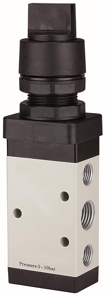 5/2-Wegeventil, manuell »M5«, Drehhebel kurz, monostabil, G 1/4, schwarz - direkt von HUG Technik ✓