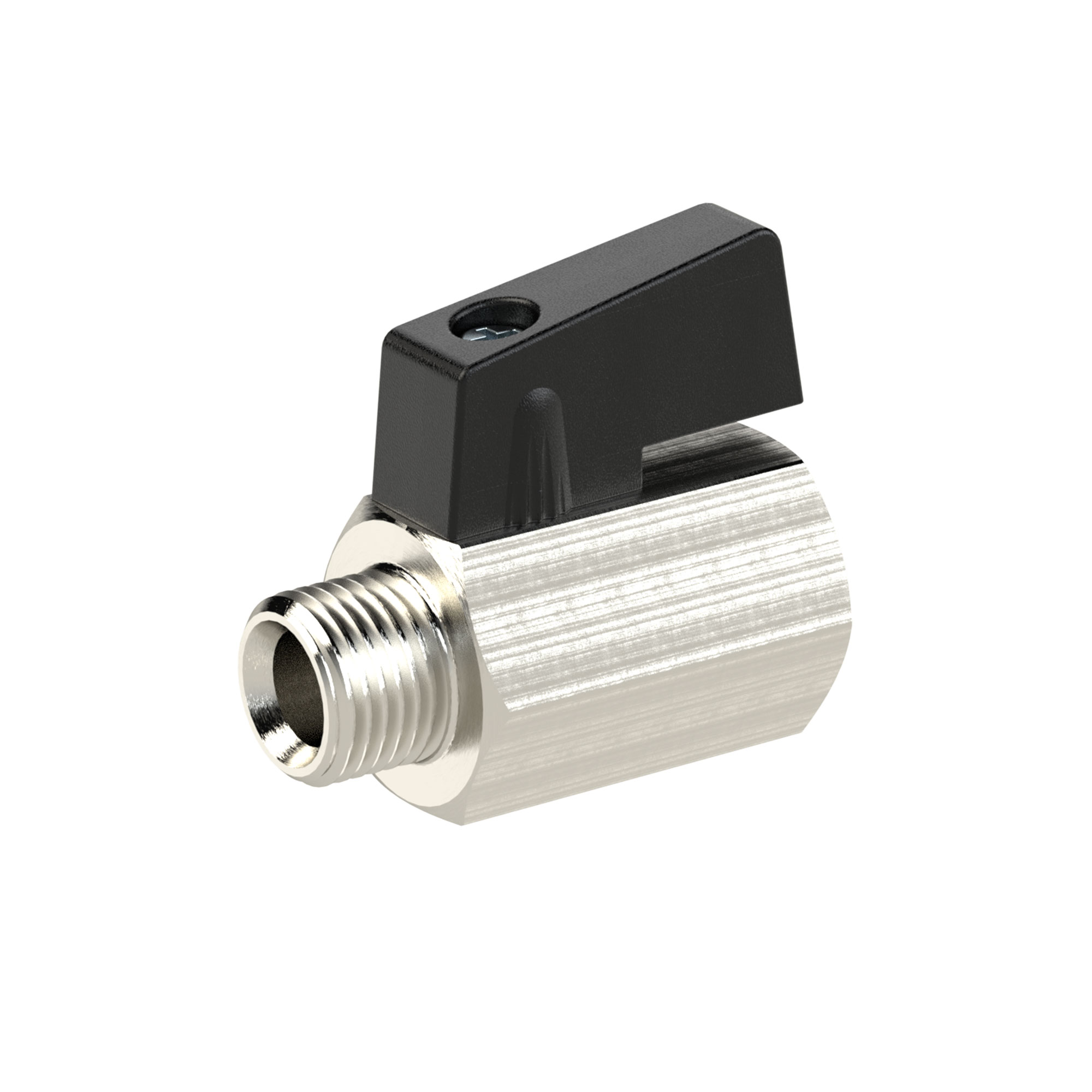 Mini-Kugelhahn, glatte Oberfläche, Messing vernickelt, G 3/4 IG/AG, DN 13,5 - erhältlich bei ☆ HUG Technik ✓