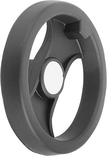 2-Speichen-Handrad ohne Nut D1=129 Polyamid, ohne Griff, D=12 - K0725.0130X12 - bei HUG Technik ♡