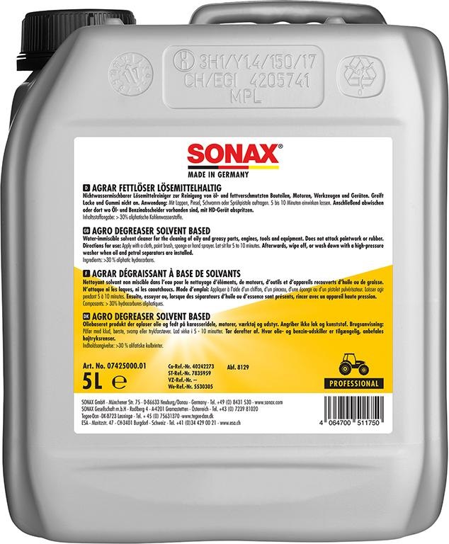 SONAX® AGRAR Fettlöser, lösemittelhaltig 5 l - bei HUG Technik ✓