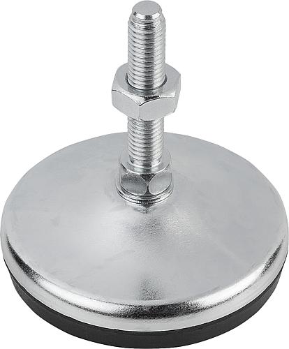 Stellfuß M10X100, Form:A Stahl, Komp:Gummi, D=50 - K0739.1105010X100 - bekommst Du bei HUG Technik ♡