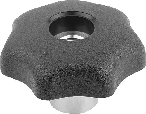 Sterngriff mit Schnellspannfunktion M05 D1=25 Thermoplast, schwarz, Komp: Stahl - K0156.05 - kommt direkt von HUG Technik 😊