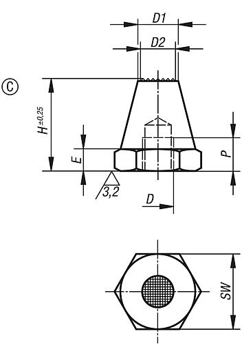 Auflagebolzen M06 H=12,5, Form: C Vergütungsstahl, T=11 - K0294.306012 - erhältlich bei ✭ HUG Technik ✓