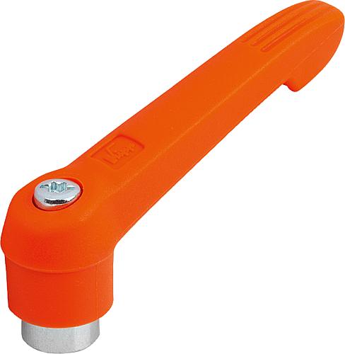 Klemmhebel Gr.1 M04, Kunststoff orange RAL2004, Komp: Stahl blau-passiviert - K1660.1042 - erhältlich bei ✭ HUG Technik ✓