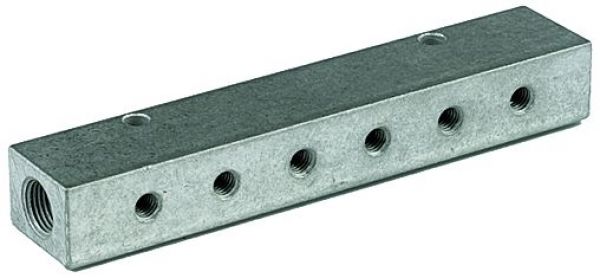 Verteilerleiste, Abgänge einseitig, Eingang 2x1/4, Ausgang 2x1/8 - bekommst Du bei ★ HUG Technik ✓