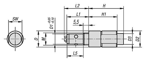 Kugelsperrbolzen ohne Kopf, D1=10, L1=21,5, Edelstahl blank, Komp: Edelstahl - K1063.110242 - erhältlich bei ♡ HUG Technik ✓