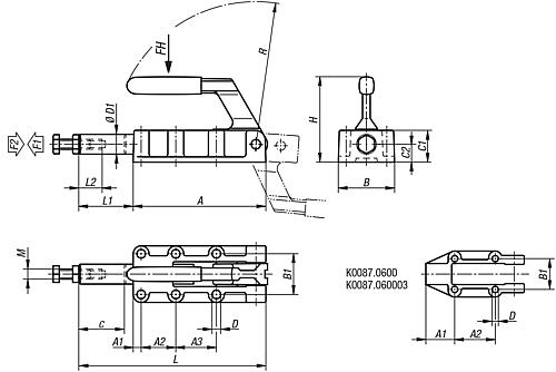 Schubstangenspanner schwere Ausführung F2=12000, Stahl Phosphatiert, Komp:Kunststoff Komp:rot, ohne Konsole - K0087.120003 - kommt direkt von HUG Technik 😊