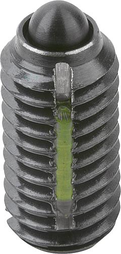 Produktbild Federndes Druckstück leichte Federkraft M04 L=9 Stahl, LONG-LOK, Komp: Bolzen aus Stahl - K0323.104 - gibt’s bei HUG Technik ✓