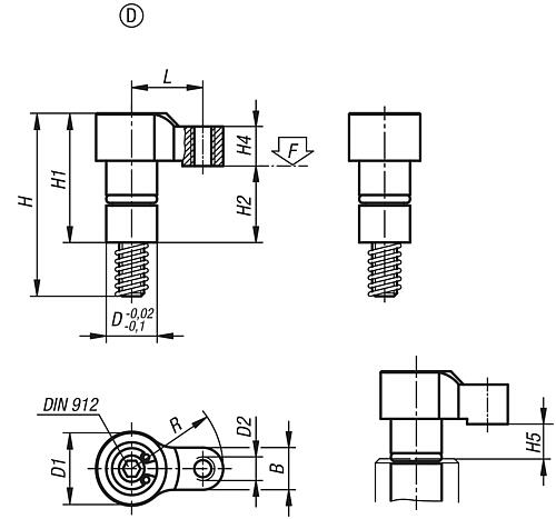 Spannhaken Mini, Form: D, M04x30, R=18, D=10, Vergütungsstahl schwarz brüniert - K0014.404118 - erhältlich bei ✭ HUG Technik ✓