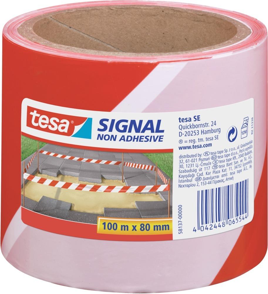 tesa® Absperrband 100m x 80mm, rot/weiß - bekommst Du bei ★ HUG Technik ✓