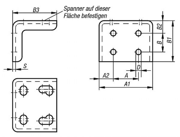 Befestigungswinkel A1=43 B1=36,5 Stahl - K0098.02 - bekommst Du bei ★ HUG Technik ✓