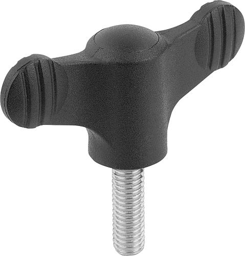 Flügelgriff antistatisch M06x20, A=50 Thermoplast, schwarz RAL9011, Komp: Stahl - K0274.1110624x20 - bekommst Du bei ★ HUG Technik ✓