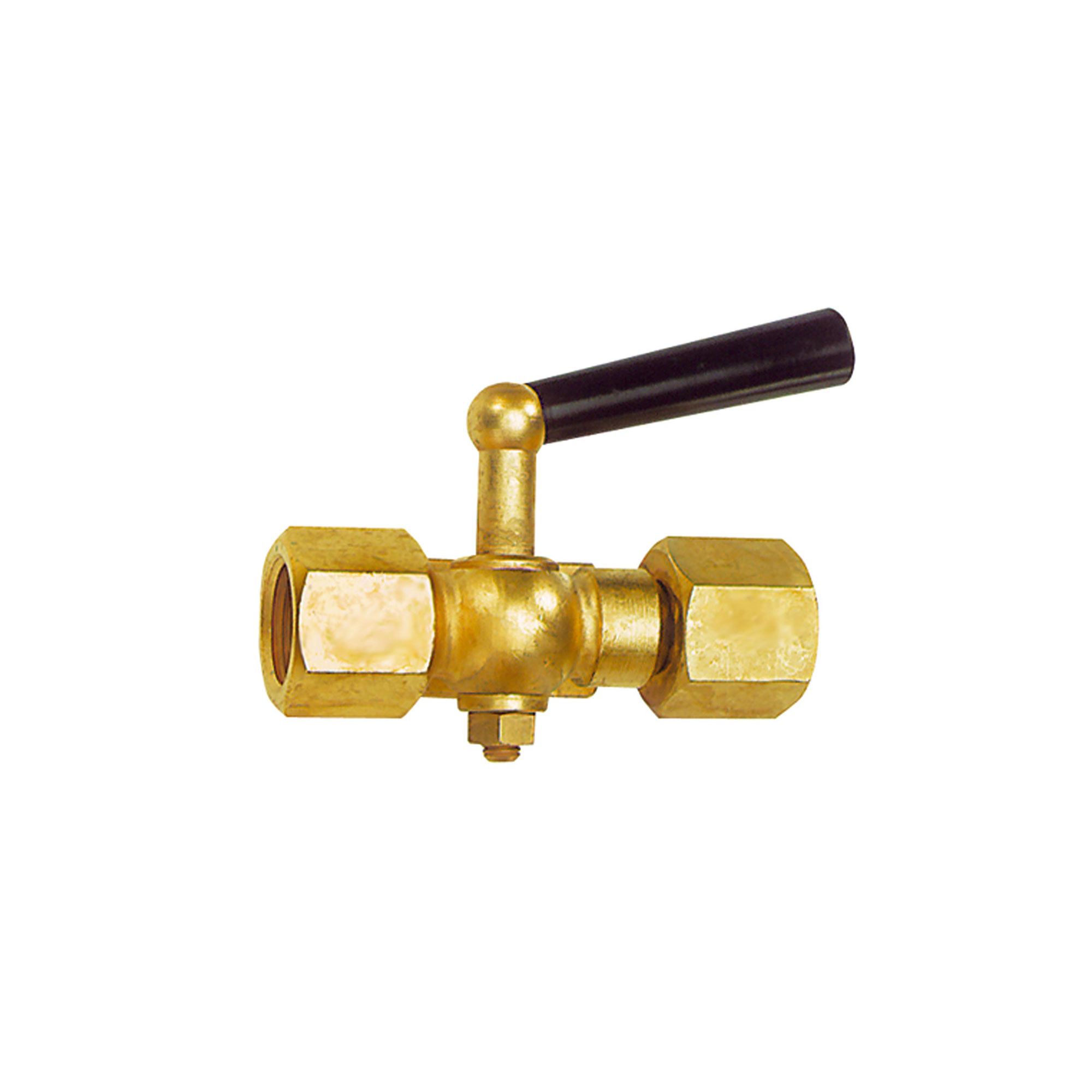 Manometer-Absperrhahn, Muffe - drehbare Muffe, Messing blank, G 1/2 - erhältlich bei ❣ HUG Technik ✓